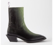 Luciano Snake-effect Leather Boots