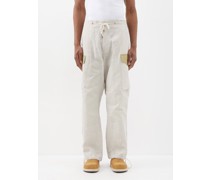 Drawstring-cuff Linen Cargo Trousers