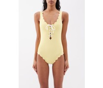 Palm Springs Lace-up Reversible Scalloped Swimsuit