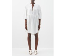 Octavia Gathered Pima-cotton Jersey Mini Dress