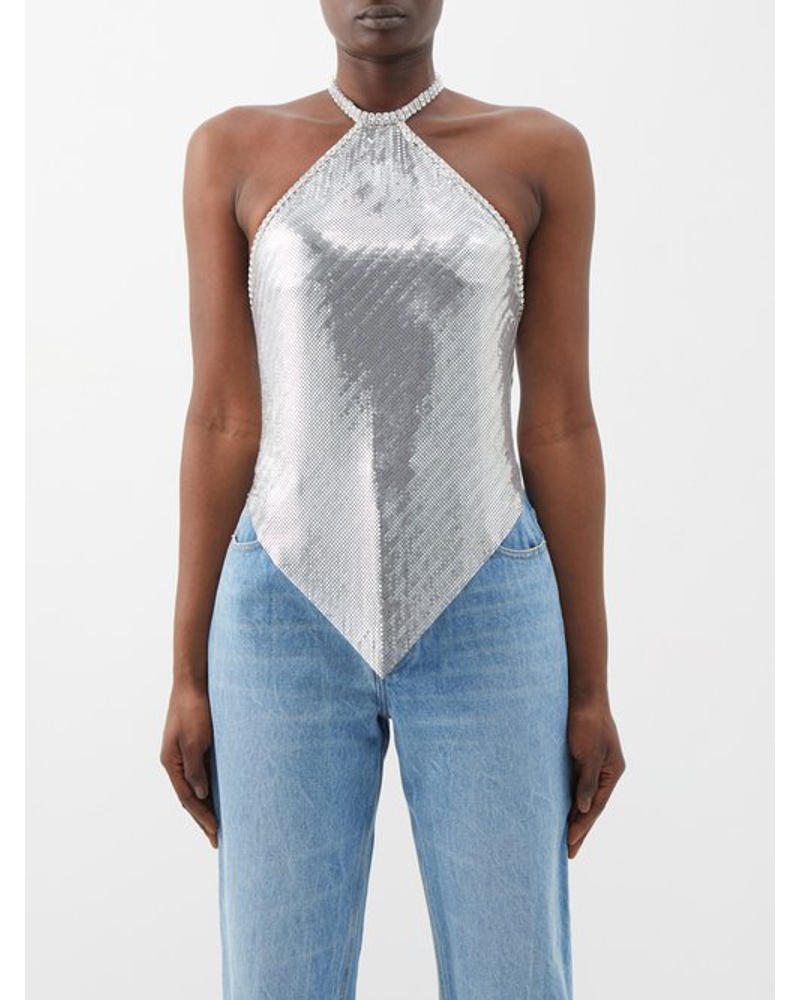Paco Rabanne Damen Backless Chainmail Halterneck Top