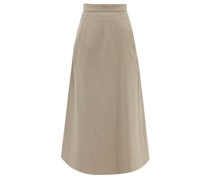 High-waist Virgin-wool A-line Skirt