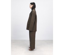 Wide-leg Puppytooth Linen Trousers
