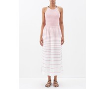 Soleil Striped Cutout Cotton-blend Midi Dress