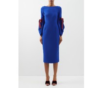 Bow-sleeve Crepe Midi Dress