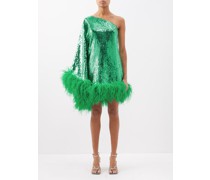Piccolo Disco Ubud Sequinned Feather-trim Dress