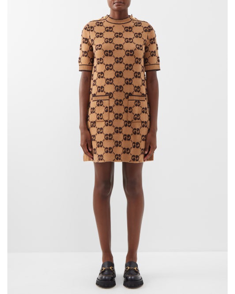 Gucci Damen Gg-jacquard Wool Mini Dress