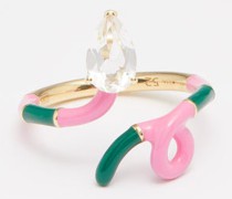 Baby Vine Crystal, Enamel & 9kt Gold Ring