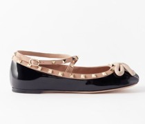 Rockstud Patent-leather Ballet Flats