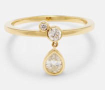 Pear Serif Diamond & 18kt Gold Ring