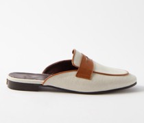 Flâneur Canvas And Leather Backless Loafers