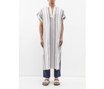 Notch-neck Striped Jacquard Tunic