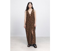Pop Leopard-print Tie-front Silk Dress