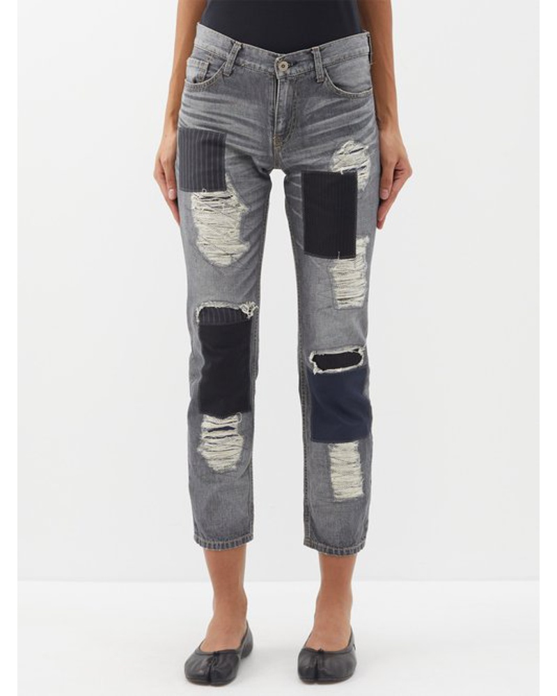Junya Watanabe Damen Patchwork Distressed Straight-leg Jeans