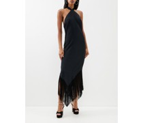 Nina Tasselled-trim Halterneck Dress