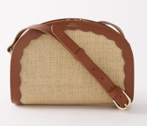 Half Moon Leather-trim Jute Cross-body Bag