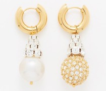 Mismatched Crystal & Gold-plated Hoop Earrings