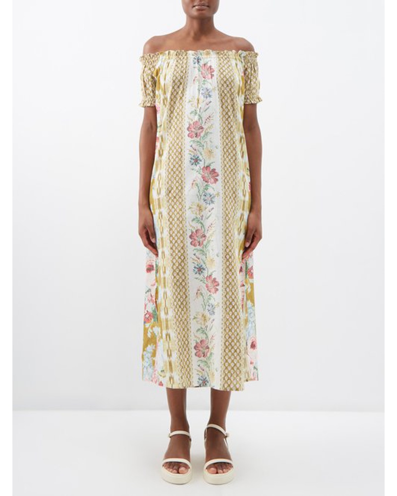 D'Ascoli Damen Sidonia Off-the-shoulder Cotton-khadi Dress