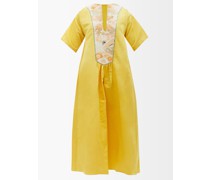 Bib-front Vintage Silk-satin Maxi Dress