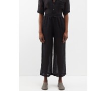 Yaffa Organic-linen Wide-leg Trousers