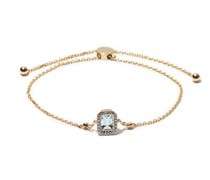 March Diamond, Aquamarine & 14kt Gold Bracelet