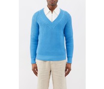 Michel V-neck Ribbed-cotton Sweater