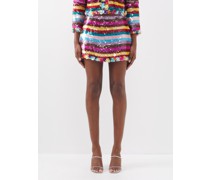 Striped Sequinned-georgette Mini Skirt
