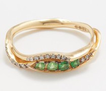 Inhale Diamond Tsavorite & 18kt Gold Ring