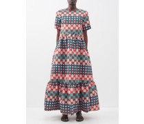 Belle Mezzaluna-print Faille Maxi Dress