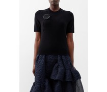 Joni Floral-appliqué Recycled-cashmere Blend Top