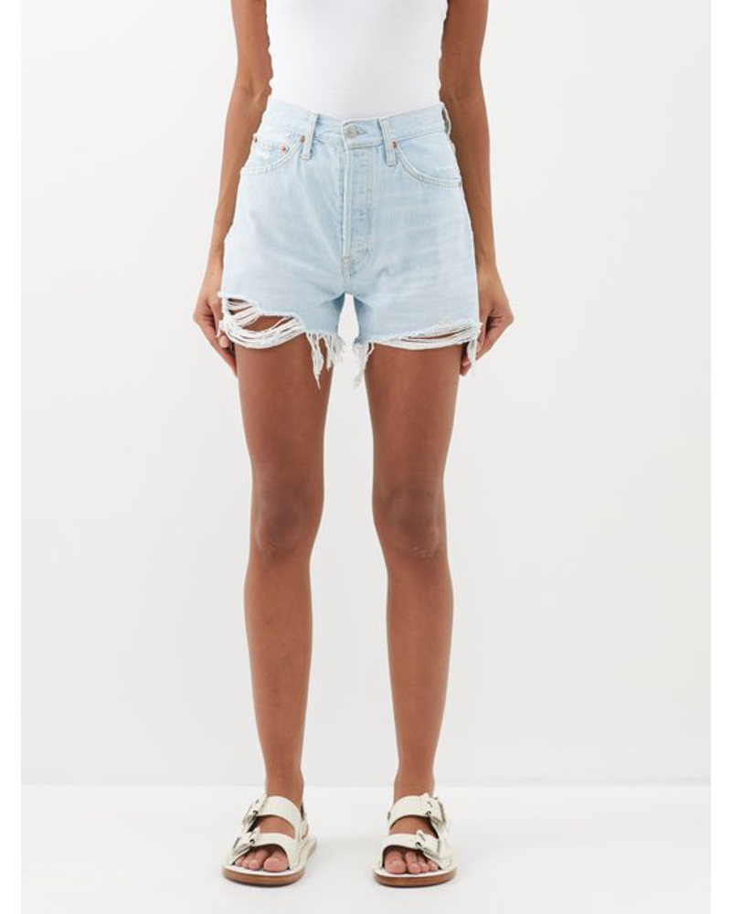 RE/DONE Damen 50s Frayed-cuff Denim Shorts