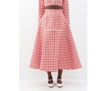 New Hippy Gingham Cotton Midi Skirt