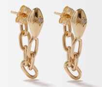Snake Head Diamond & 14kt Gold Huggie Earrings