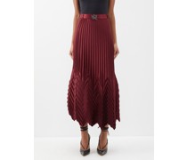 Logo-plaque Pleated Satin Skirt
