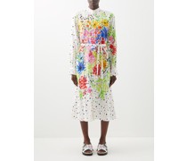 Painted Floral-print Linen-blend Shirt Dress