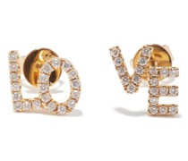 Love Text Diamond & 18kt Gold Earrings