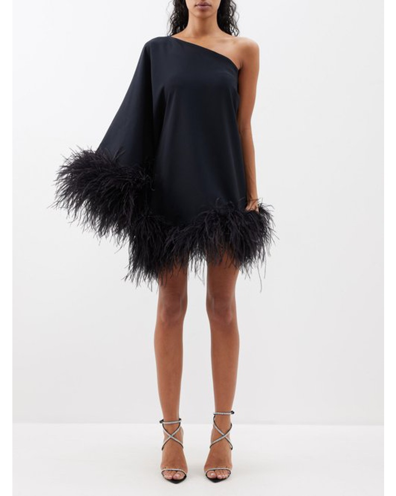 Taller Marmo Damen Piccolo Ubud Crepe Feather-trim Dress