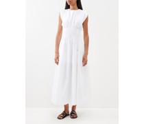 Grace Pleated-waist Organic Cotton-poplin Dress