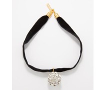 Crystal Ball-charm Velvet Choker Necklace