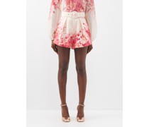 High Tide Floral-print Linen Shorts
