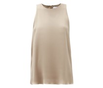 Cut-away Shoulder Silk-satin Top