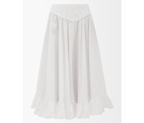 Ruffled Cotton-poplin Midi Skirt