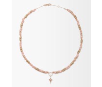 Diamond & 14kt Rose-gold Beaded Necklace