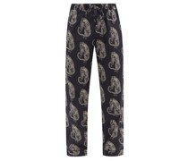 Sansindo Tiger-print Cotton-poplin Pyjama Trousers