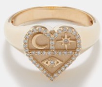 Icons Diamond & 14kt Gold Signet Ring
