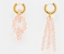 Mismatched Beaded Gold-plated Hoop Earrings