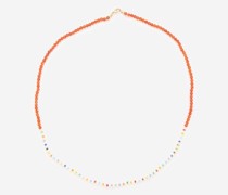 Pearl, Carnelian, Glass & 14kt Gold Necklace