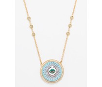 Evil Eye Sunburst Diamond & 14kt Gold Necklace
