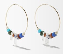 Emerald, Ruby & 14kt Gold-filled Hoop Earrings