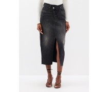 Nila Split-front Organic Cotton-blend Midi Skirt